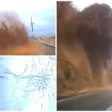 Kamera ulovila jezivi trenutak! Odron zatrpao auto u vožnji, vozač čudom preživio