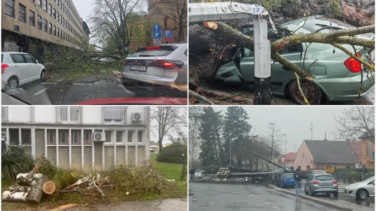 Stup i stablo zdrobili auto, a ovo su scene u centru Zagreba: 'Djeca idu iz &scaron;kole, srećom nitko nije stradao..."