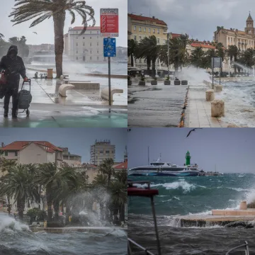 Pogledajte kako je nevrijeme 'progutalo' Split: Riva potpuno potopljena, vjetar nosi sve pred sobom