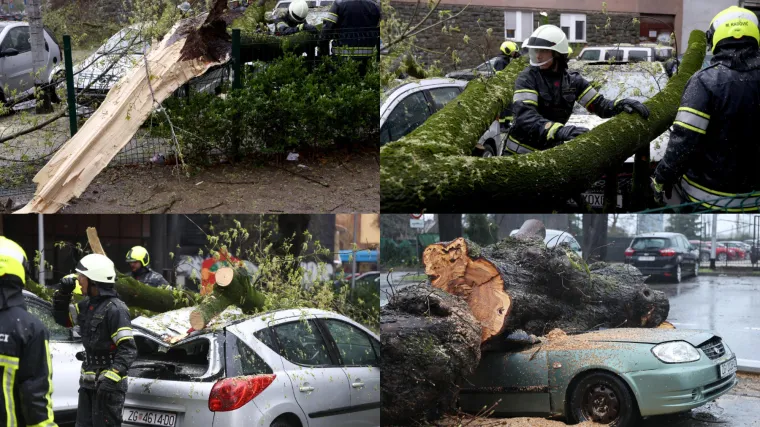 Kao da je apokalipsa... Ovo su prizori iz Zagreba, stabla razbila automobile, izdan crveni alarm