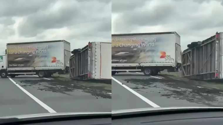 Nesreća uznemirila vozače: Naleti vjetra prevrnuli prikolicu