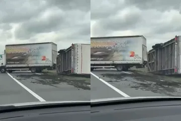 Nesreća uznemirila vozače: Naleti vjetra prevrnuli prikolicu