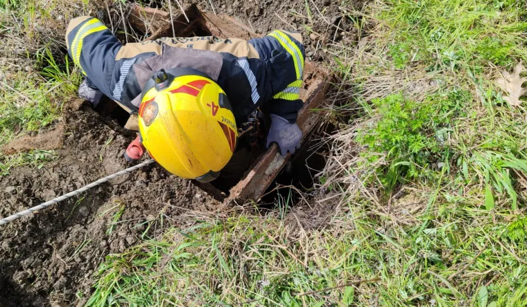Pas upao u &scaron;aht dubok čak osam metara: Vatrogasci objavili fotografije spa&scaron;avanja