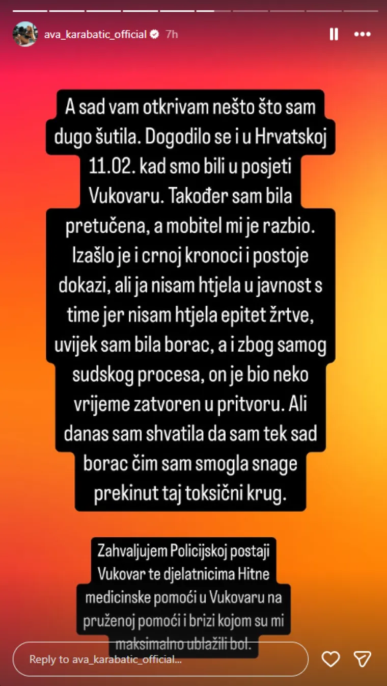 Ava Karabatić tvrdi da ju je napao partner u Beogradu: 'Bojim se za svoj život'