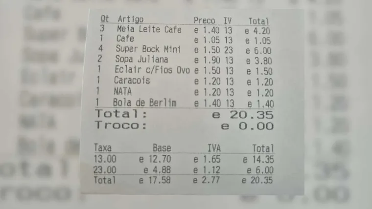 Hrvaticu zapanjile cijene u Portugalu: Pogledajte račun iz kafića koji nam je poslala