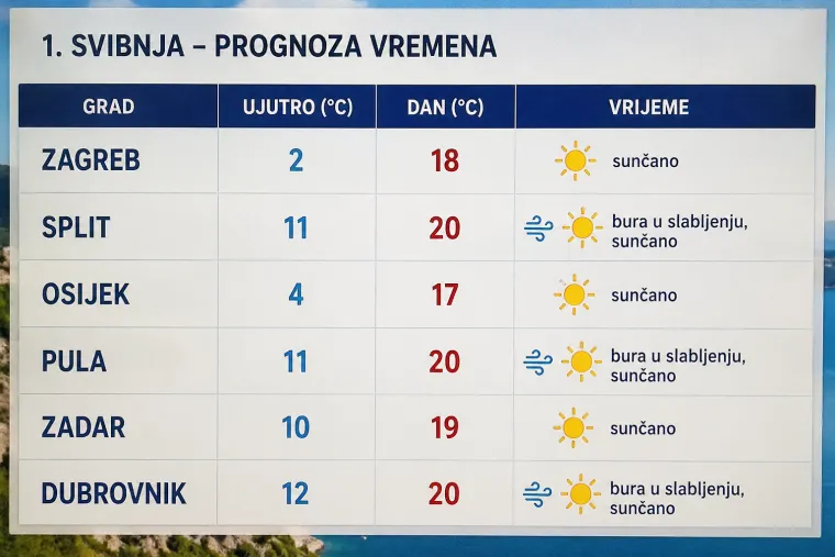 Velika prognoza! Evo &scaron;to nas čeka za Praznik rada i vikend: U Zagrebu će biti velika razlika