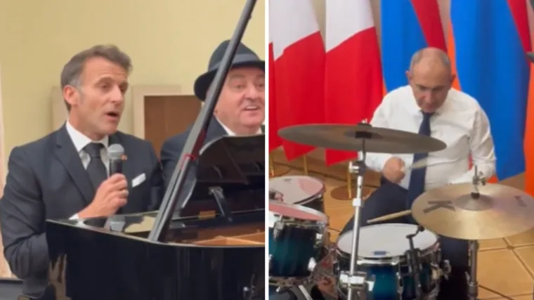 Macron pustio glas: Zapjevao poznatu &scaron;ansonu, armenski premijer se uhvatio bubnjeva