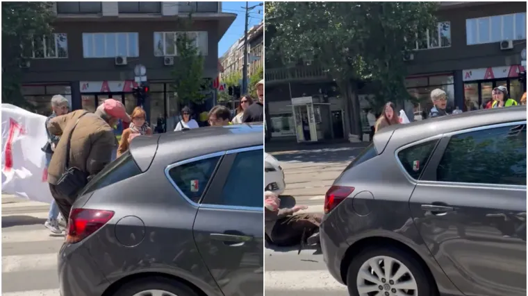 Kaos tijekom 16-minutne &scaron;utnje u Beogradu: Vozač automobilom nasrnuo na okupljene