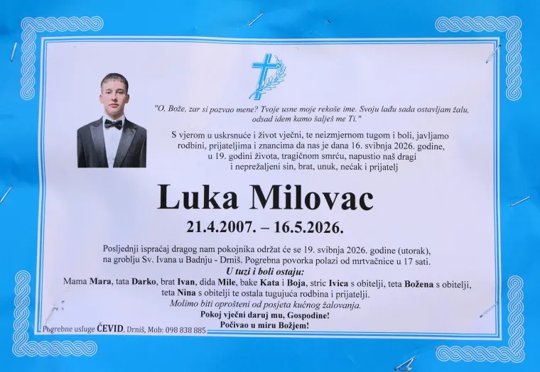 Drni&scaron; tuguje za preminulim Lukom: Danas je posljednji ispraćaj, najavljeni su i prosvjedi
