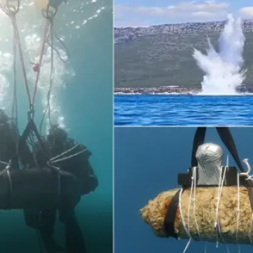 Kakva snimka! Kod Korčule uni&scaron;tena bomba iz Drugog svjetskog rata, objavljen video