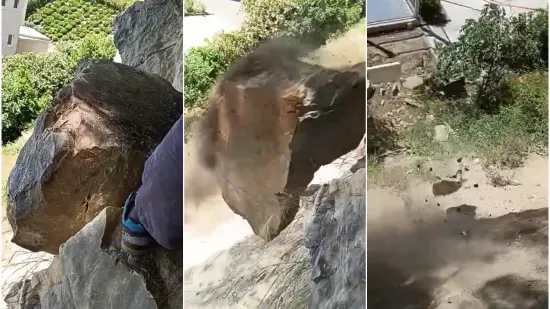 Pogledajte kakva je stijena prijetila pasti na &scaron;kolsko igrali&scaron;te! Snimili video
