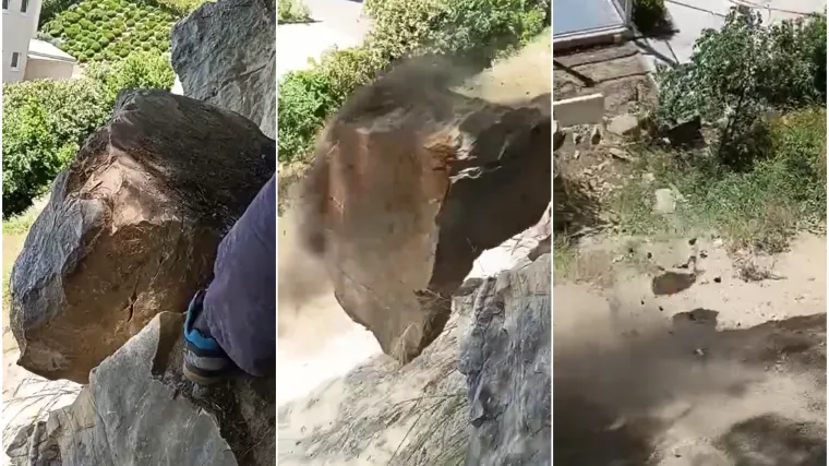 Pogledajte kakva je stijena prijetila pasti na &scaron;kolsko igrali&scaron;te! Snimili video