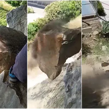 Pogledajte kakva je stijena prijetila pasti na &scaron;kolsko igrali&scaron;te! Snimili video