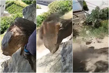 Pogledajte kakva je stijena prijetila pasti na &scaron;kolsko igrali&scaron;te! Snimili video