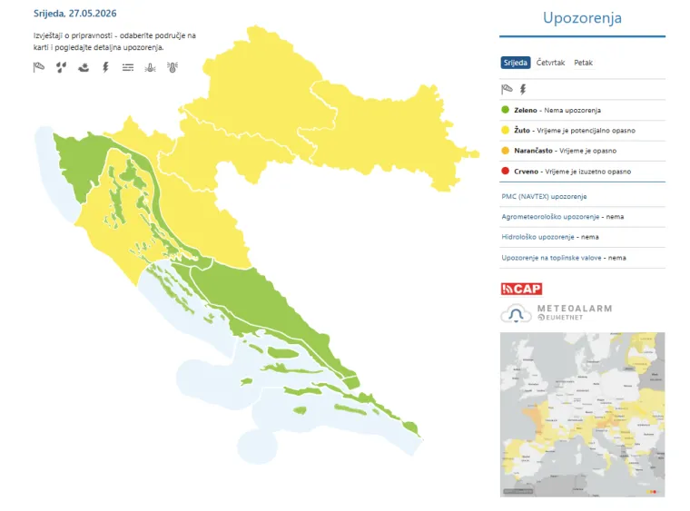 Nevrijeme stiže susjedima, temperature padaju za 15 &deg;C: Alarmi upaljeni i u Hrvatskoj