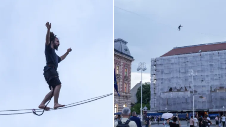 Pogledajte scene iz centra Zagreba: Mu&scaron;karac hodao po žici na visini od 30 metara