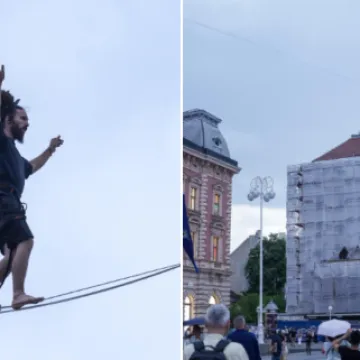 Pogledajte scene iz centra Zagreba: Mu&scaron;karac hodao po žici na visini od 30 metara