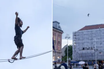 Pogledajte scene iz centra Zagreba: Mu&scaron;karac hodao po žici na visini od 30 metara