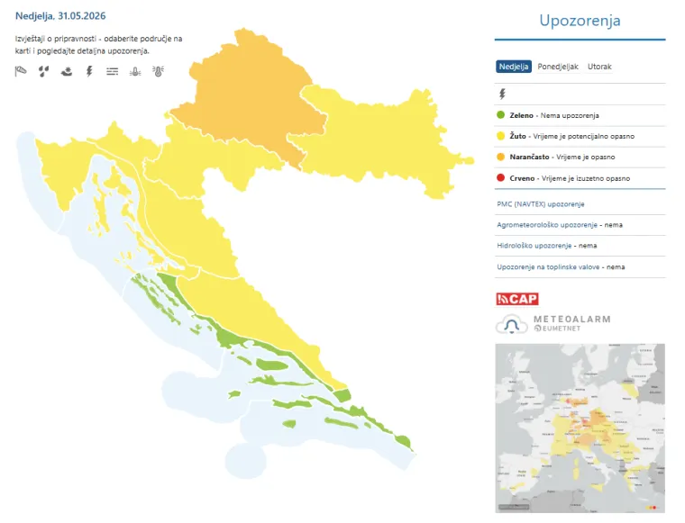 Žestoko nevrijeme: Tuča, pljuskovi i grmljavina u Međimurju i Zagorju