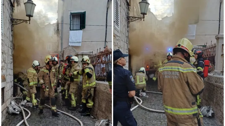 Vatra buknula među kamenim kućama: Vatrogasci u otežanim uvjetima spriječili veću katastrofu