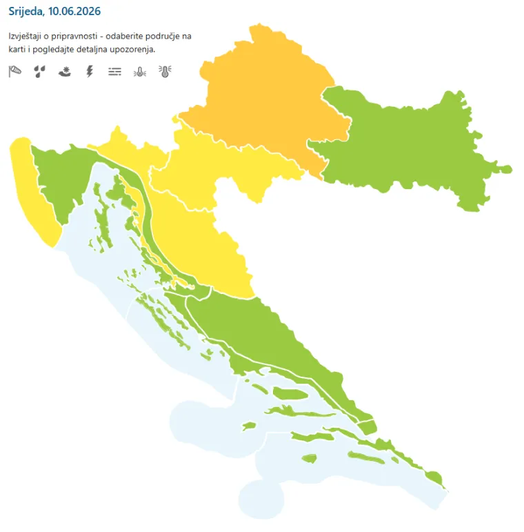 DHMZ poslao upozorenja, evo gdje se očekuju najjači udari nevremena