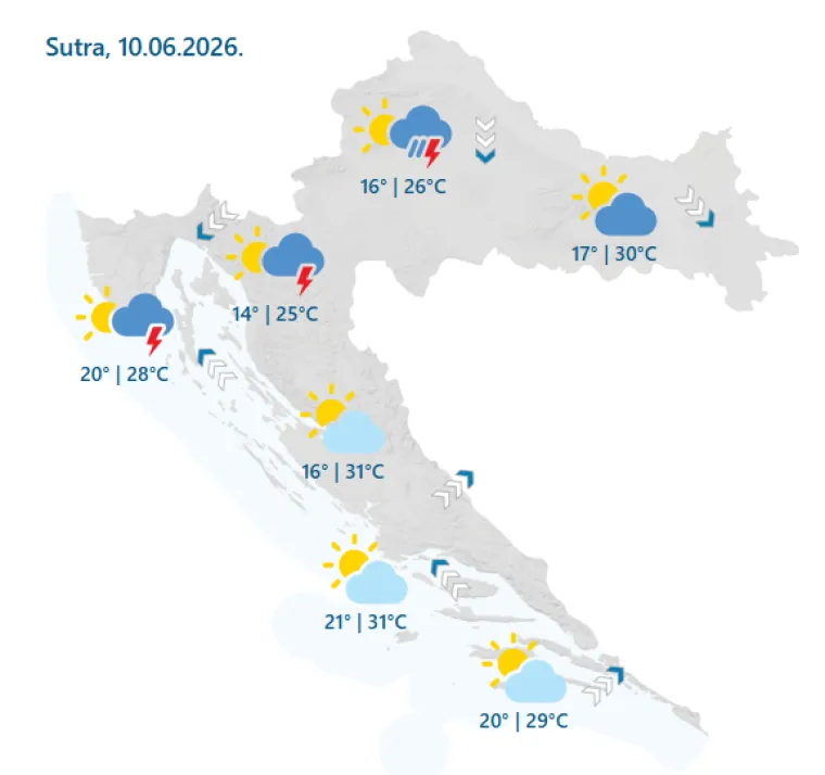 DHMZ poslao upozorenja, evo gdje se očekuju najjači udari nevremena