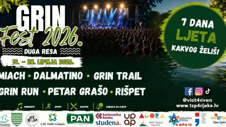 Grin Fest 2026. donosi sedam dana glazbe, sporta, gastronomije i zabave uz Mrežnicu