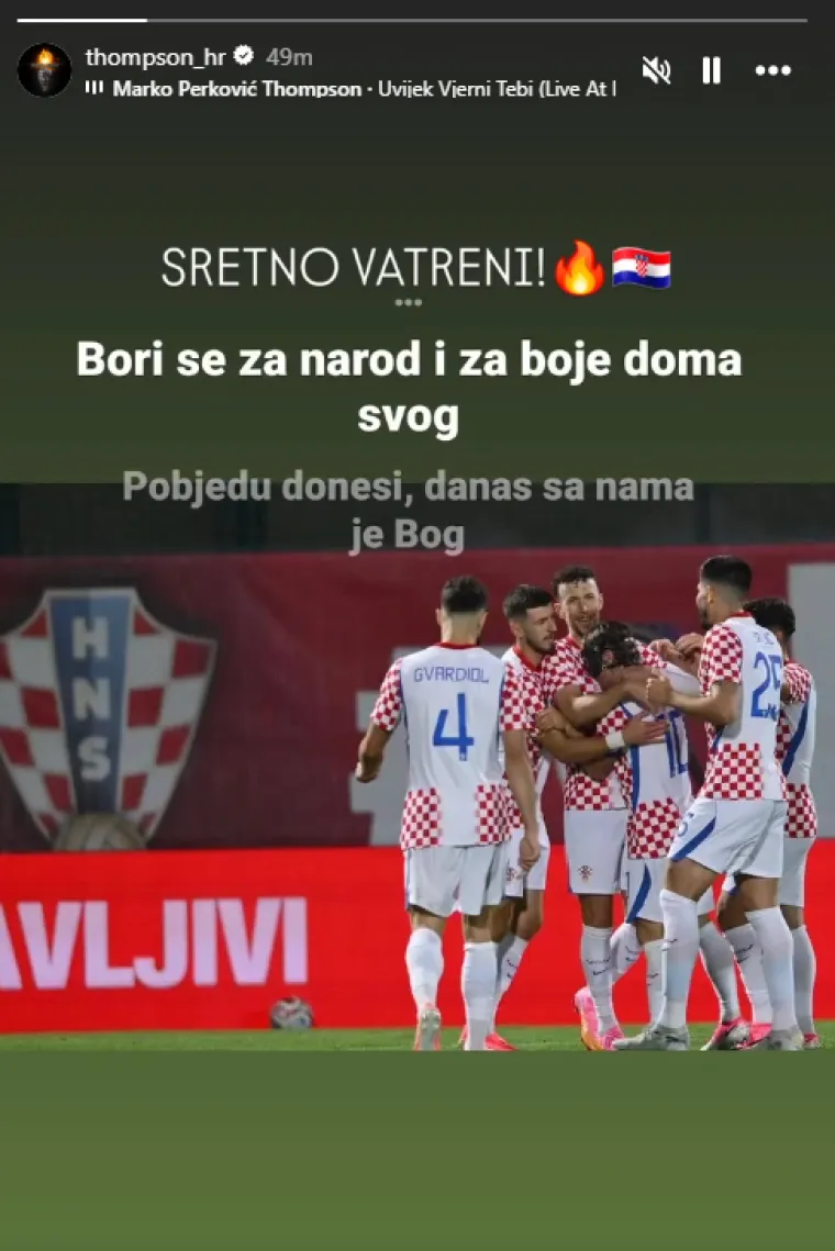 Marko Perković Thompson uz pjesmu 'Uvijek vjerni tebi' bodri Vatrene