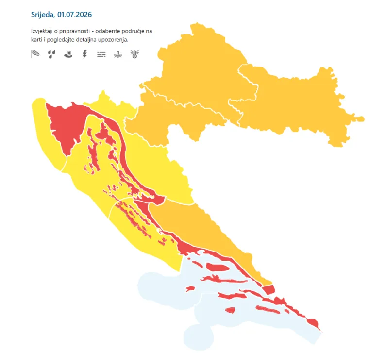 Stiže velika promjena vremena u Hrvatsku: Upaljeni crveni alarmi, prijete izražene oluje