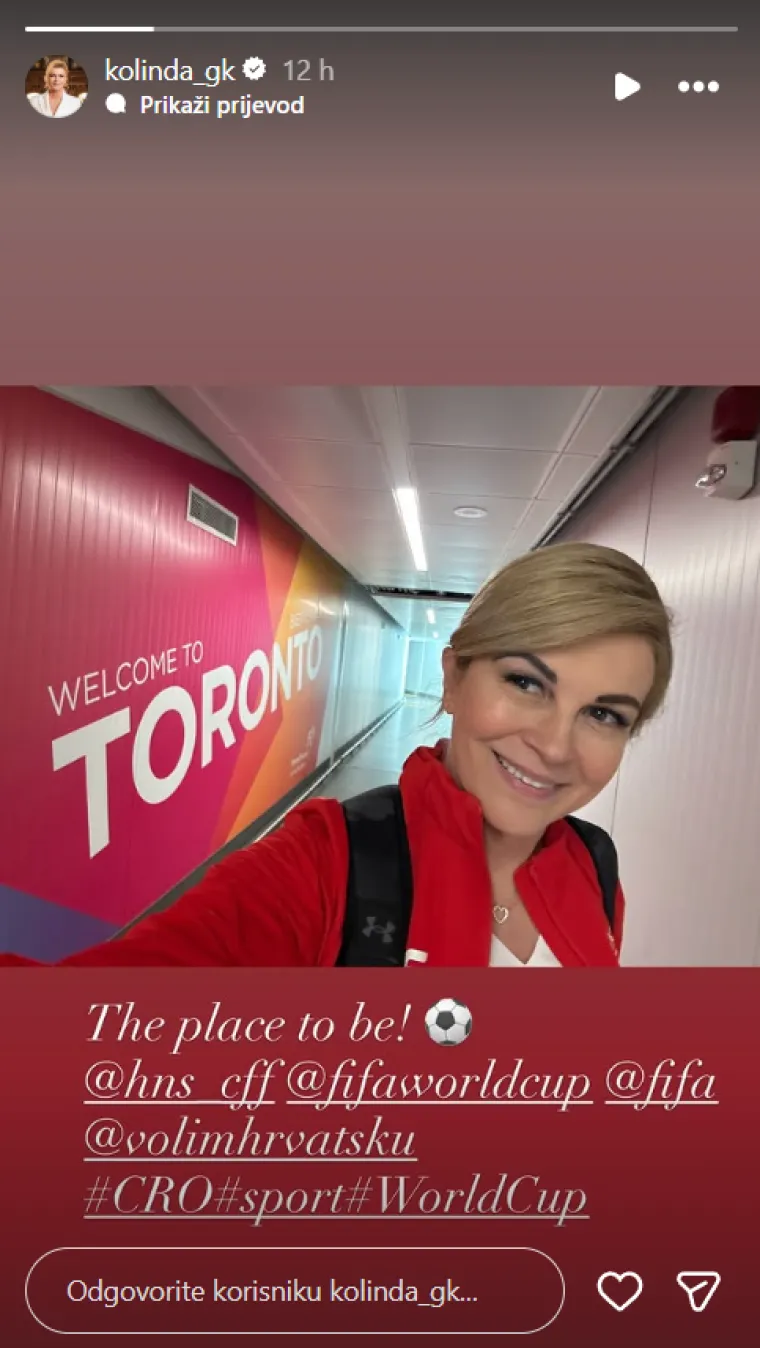 Kolinda ponovno uz Vatrene: Iz Toronta se javila u posebnom izdanju