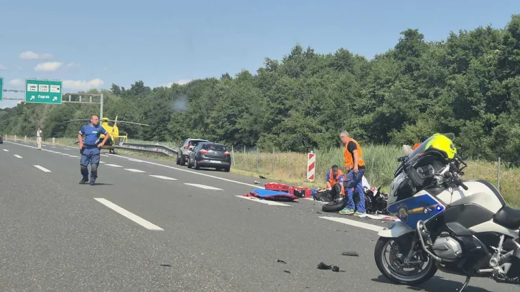 Sudar auta i motora na A1: Dignut i helikopter, stvara se kolona prema Zagrebu