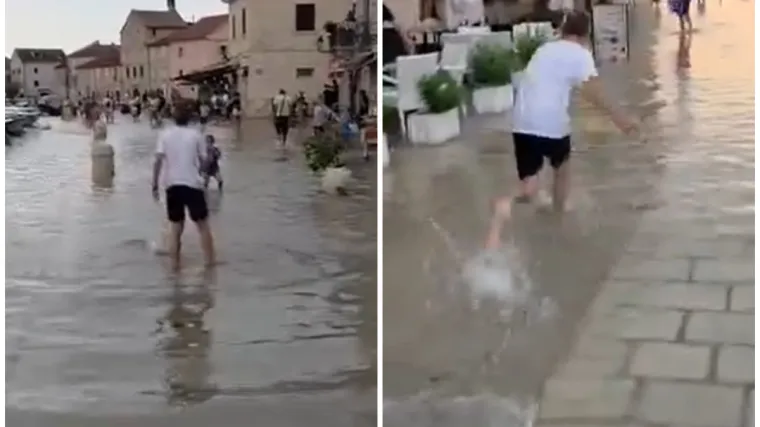 Razina mora skočila vi&scaron;e od metra u par minuta! Stižu nevjerojatne snimke s hrvatskog otoka