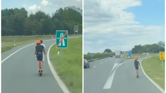Snimljena suluda vožnja! Klinci na romobilu jure autocestom? 'Prevr&scaron;ili su svaku mjeru'