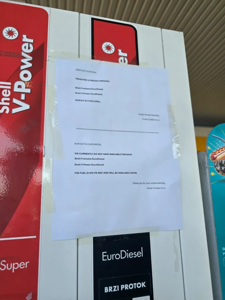 Hladan tu&scaron; za vozače na benzinskoj crpki u Zagrebu: 'Goriva nema, hvala na razumijevanju'