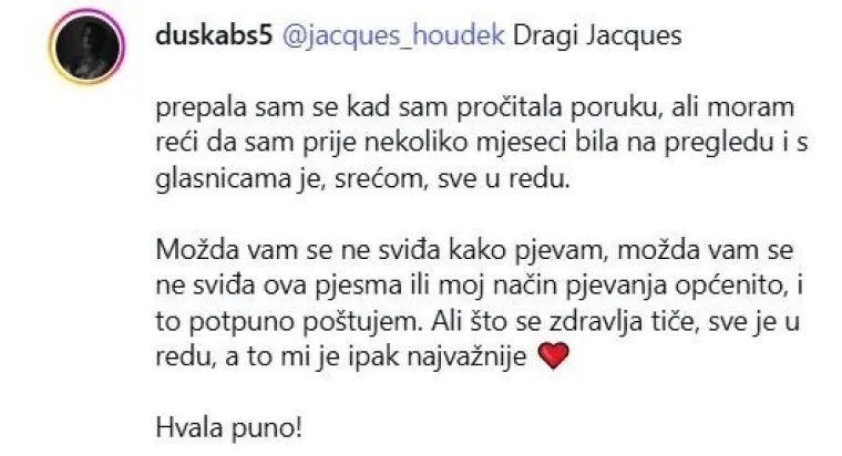 Jacques Houdek o&scaron;tro o nastupu mlade pjevačice: 'Ovo je dijagnoza, hitno mora pronaći pomoć!'