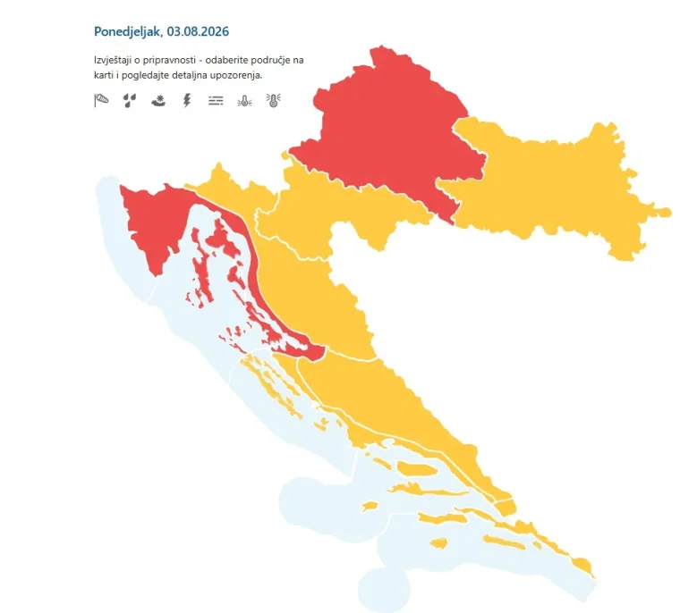Paklene vrućine u susjedstvu, izdan alarm trećeg stupnja: Evo &scaron;to čeka Hrvatsku