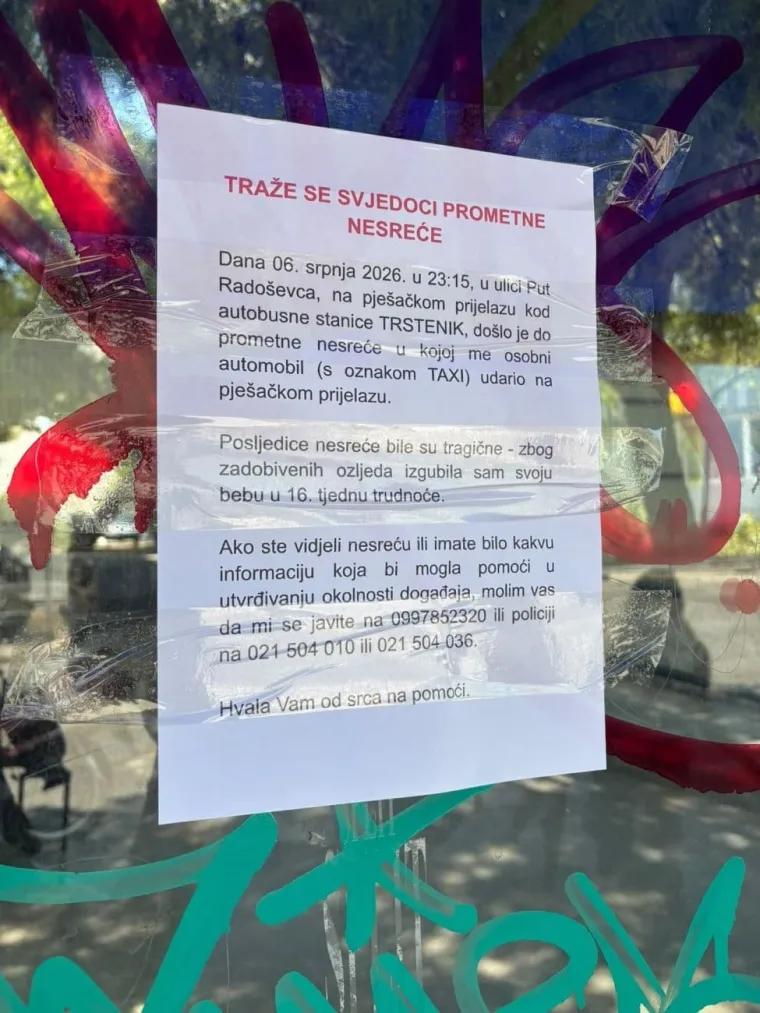 Strava u Splitu: Žena izgubila bebu nakon naleta taksija, traže se svjedoci nesreće