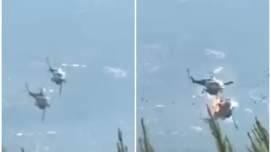 Stravična snimka: Dva helikoptera sudarila se u zraku, a onda je uslijedila eksplozija!