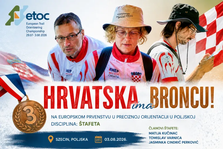 Hrvatska &scaron;tafeta brončana na Europskom prvenstvu u preciznoj orijentaciji