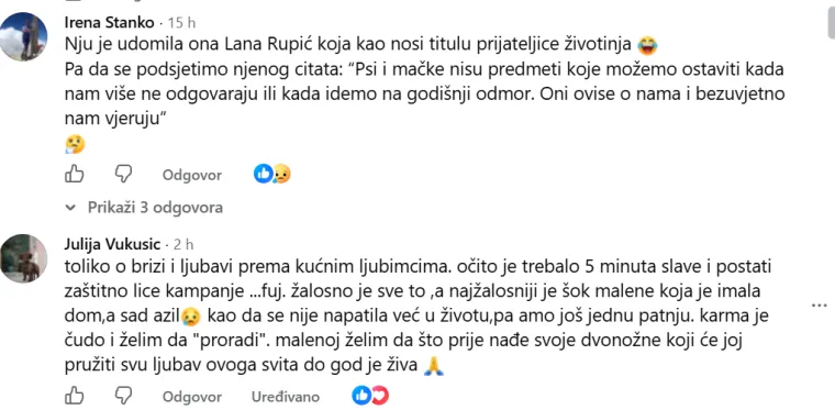 Kujica koju je udomila Lana Rupić vraćena u azil: Nakon lavine kritika oglasila se njena majka