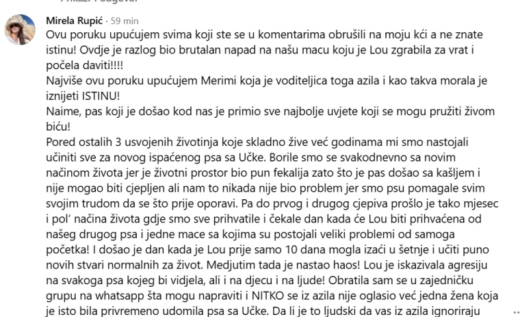 Kujica koju je udomila Lana Rupić vraćena u azil: Nakon lavine kritika oglasila se njena majka
