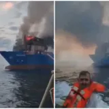 Rusi pogodili njemački teretni brod: Izbio je požar, pogledajte snimku
