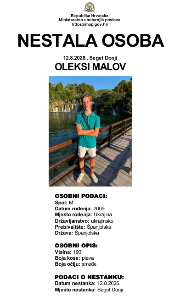 Maloljetnik nestao kod Splita: Policija poslala apel, evo &scaron;to se zna o njemu