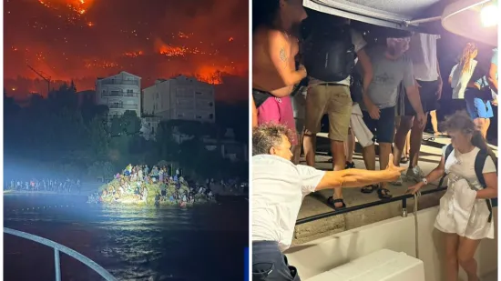 Potresne slike! Ljudi pred vatrom u Omi&scaron;u skakali u more: Spa&scaron;ene 194 osobe, među njima i djeca