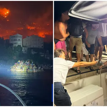 Potresne slike! Ljudi pred vatrom u Omi&scaron;u skakali u more: Spa&scaron;ene 194 osobe, među njima i djeca