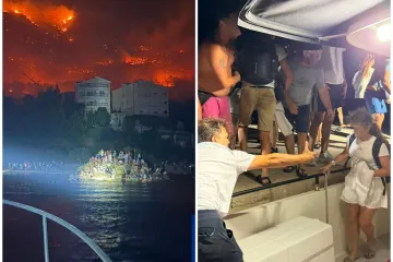 Potresne slike! Ljudi pred vatrom u Omi&scaron;u skakali u more: Spa&scaron;ene 194 osobe, među njima i djeca