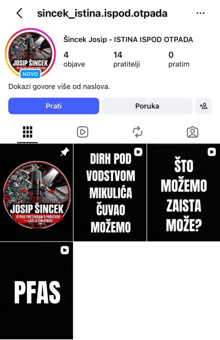 &Scaron;incek postao influencer: Osumnjičeni u aferi s otpadom otvorio profil, prozvao Možemo