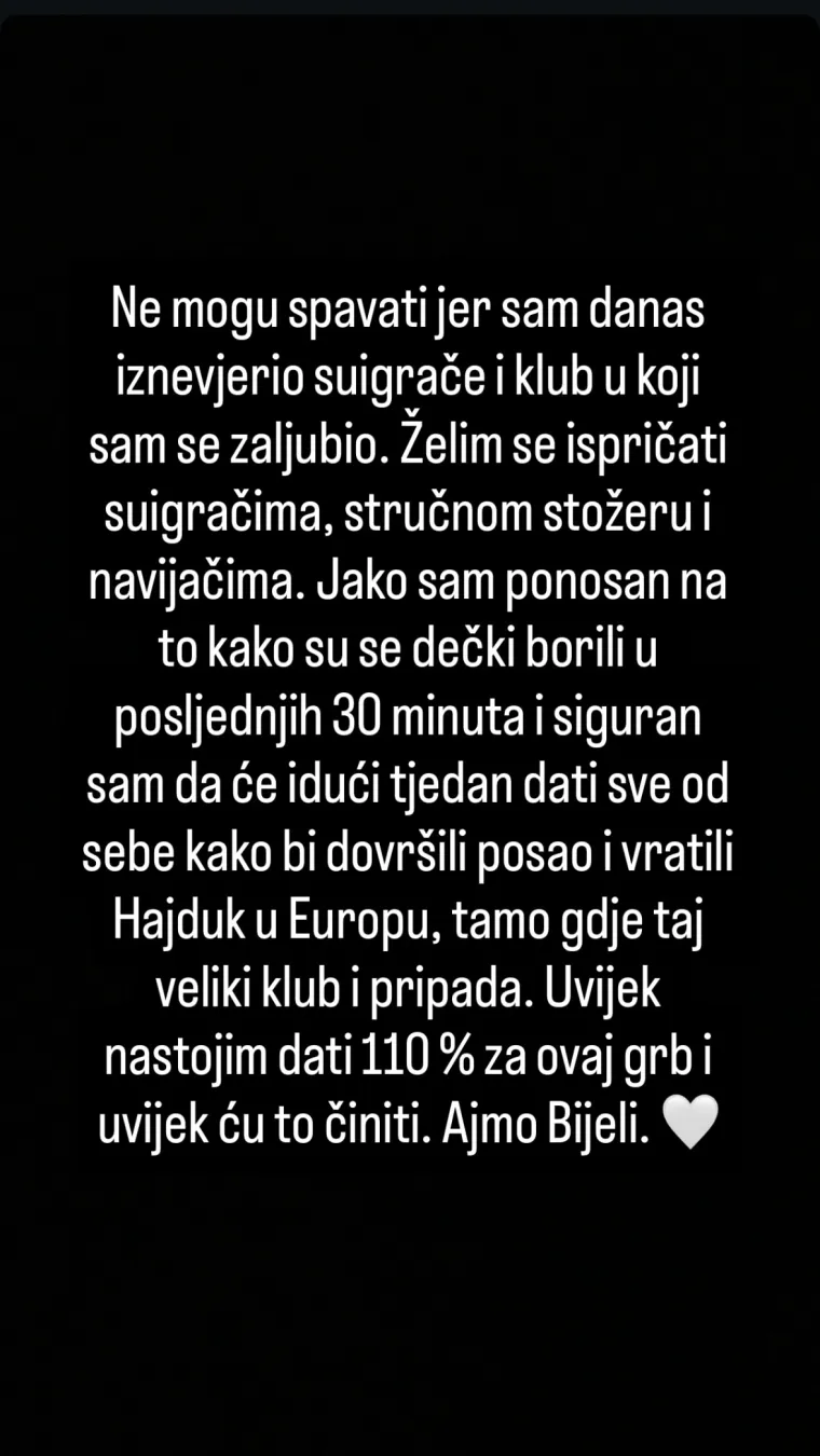 Tragičar Hajduka nakon drame na Poljudu: "Ne mogu spavati..."