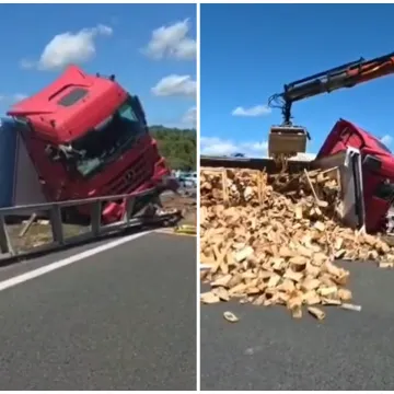 Potpuni kaos na A1! Imamo snimku kamiona koji se prevrnuo preko obje trake