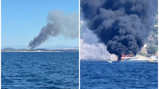 Požar na Paklinskim otocima, kod Čiova planuo brod: Velik broj vatrogasaca na terenu
